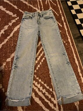 BKE Light Blue Cropped Straight Jeans